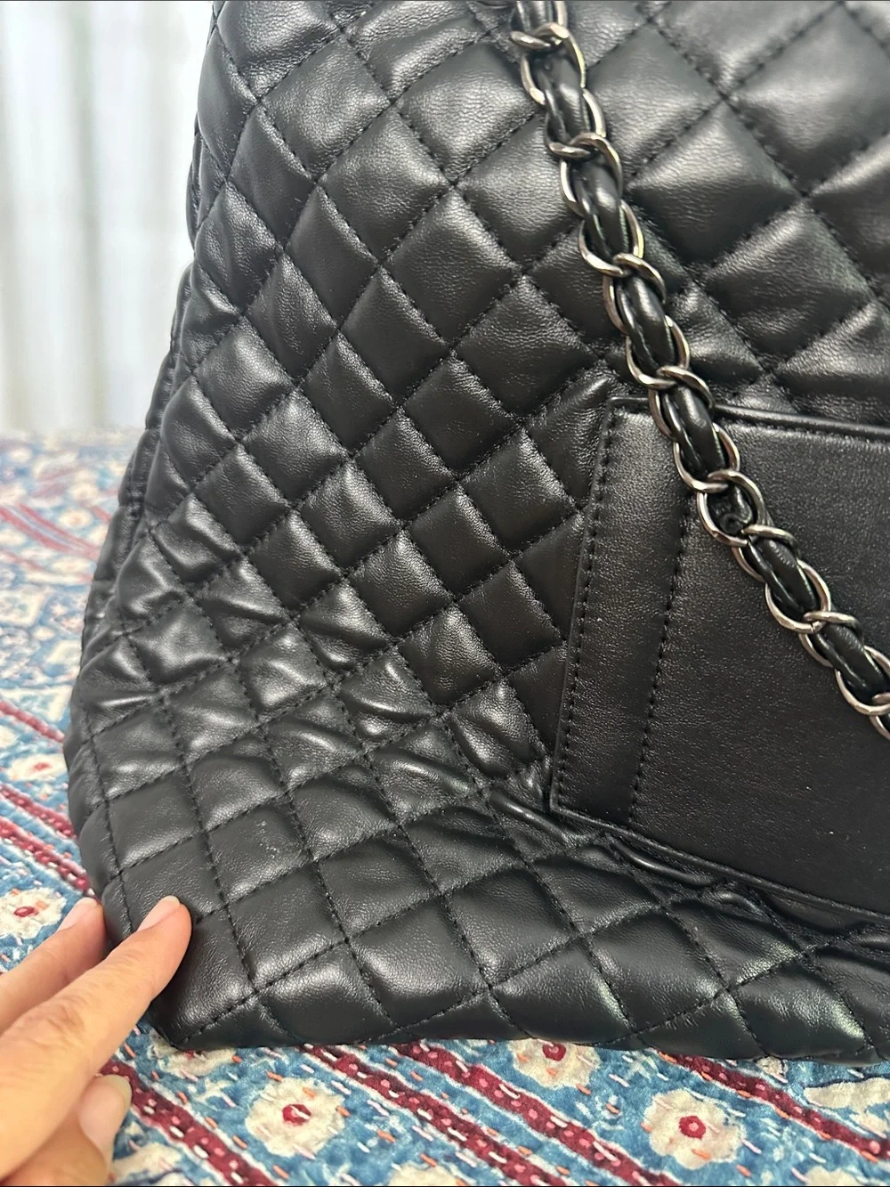 Badgley Mischka Black Quilted Chain-Handle Backpack